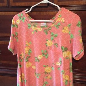 LuLaRoe Carly yellow rose dress